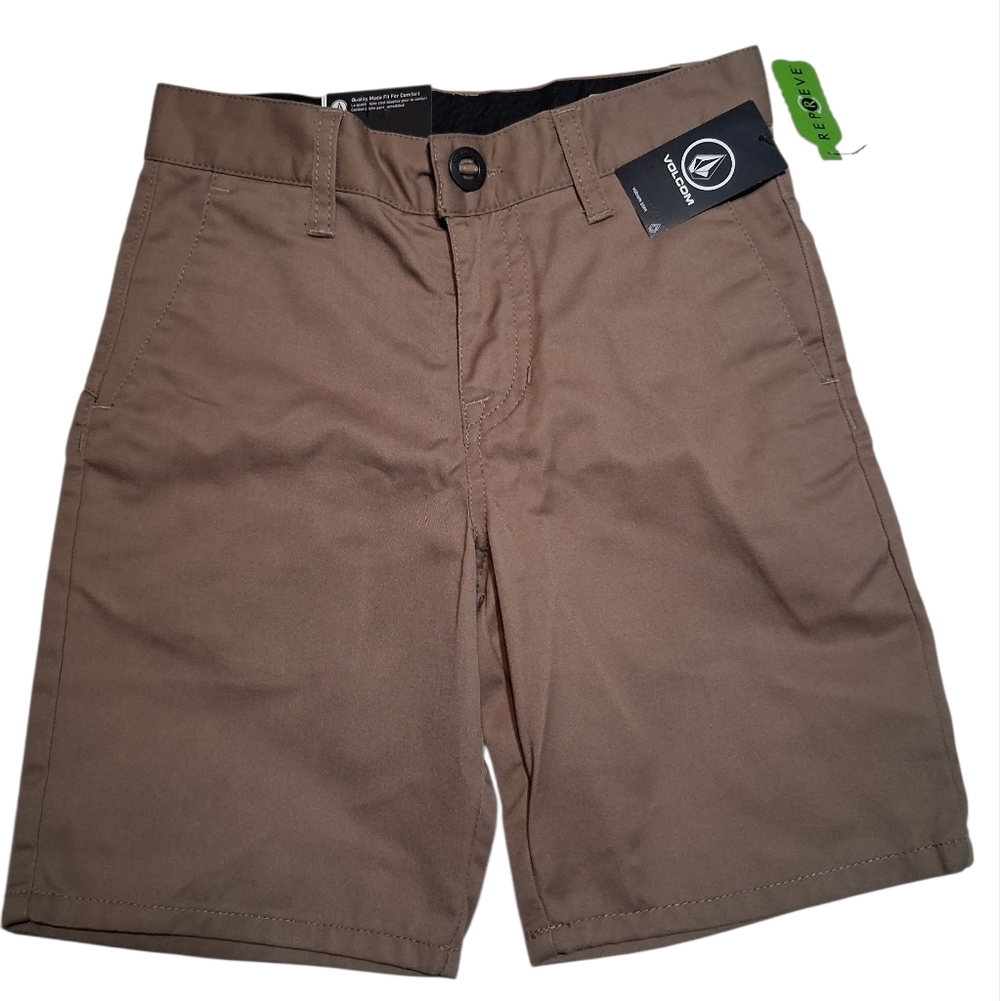 NWT Volcom Frickin ModernStretch Chino Shorts Khaki/Brown Size 23 (10 Slim)Youth